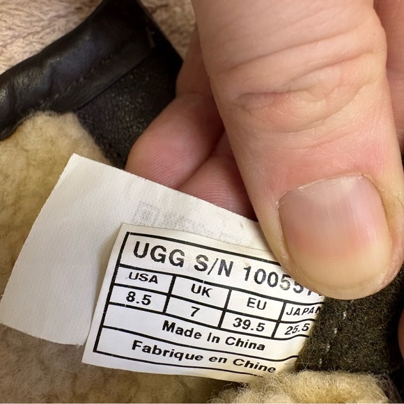 UGG Elsa Waterproof Tall Riding Boots in Stout Leather Green Wool Womens 8.5 - Picture 16 of 16